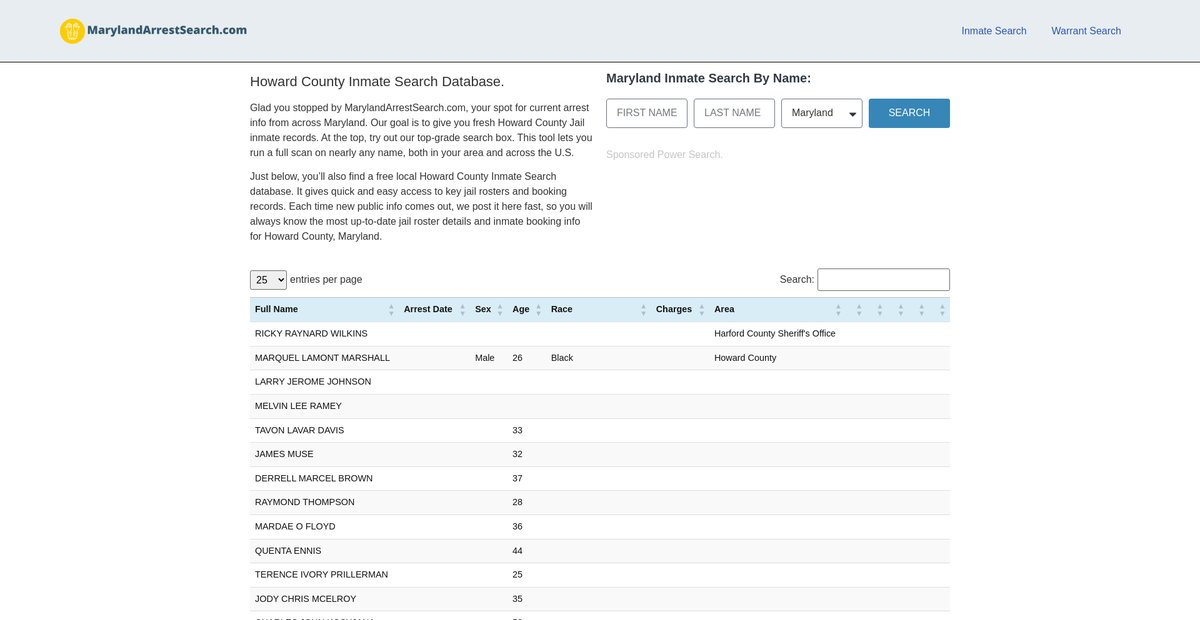 Preview of marylandarrestsearch.com