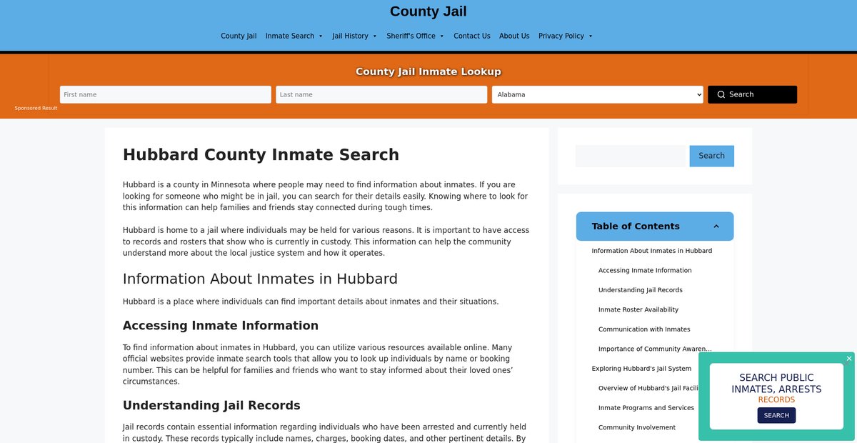 Preview of hubbard-inmate-search.countyjail.org
