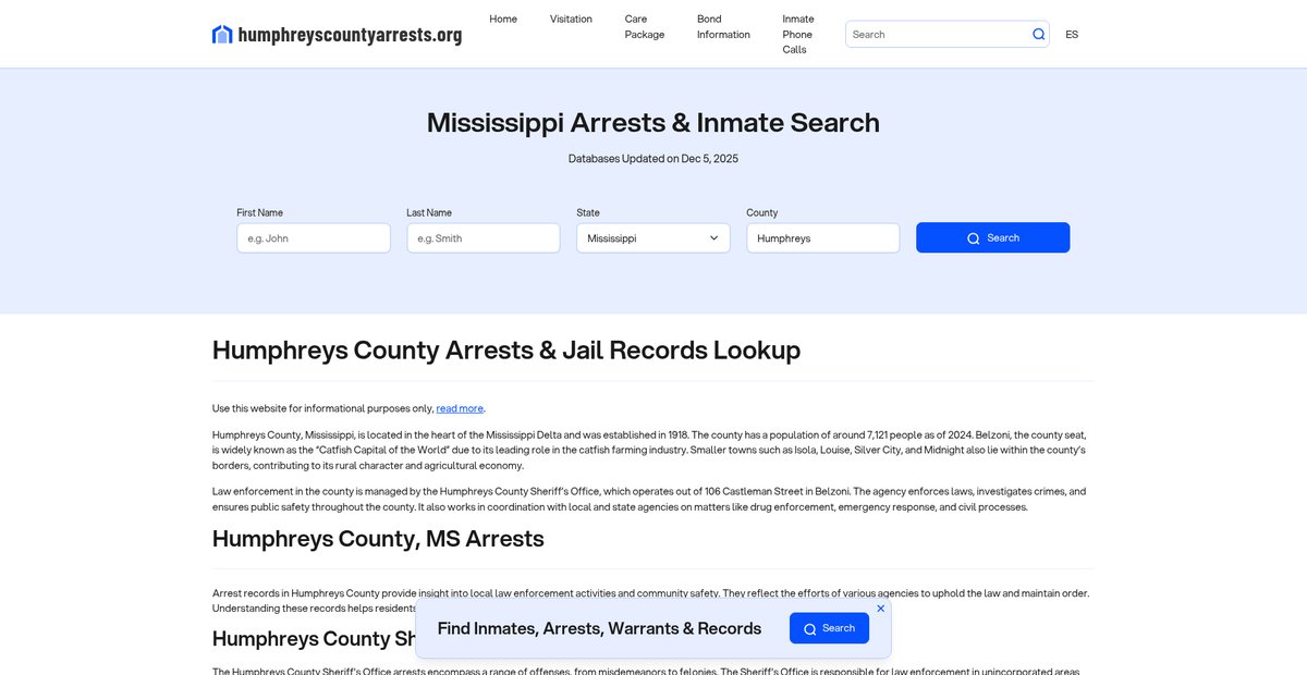 Preview of humphreyscountyarrests.org