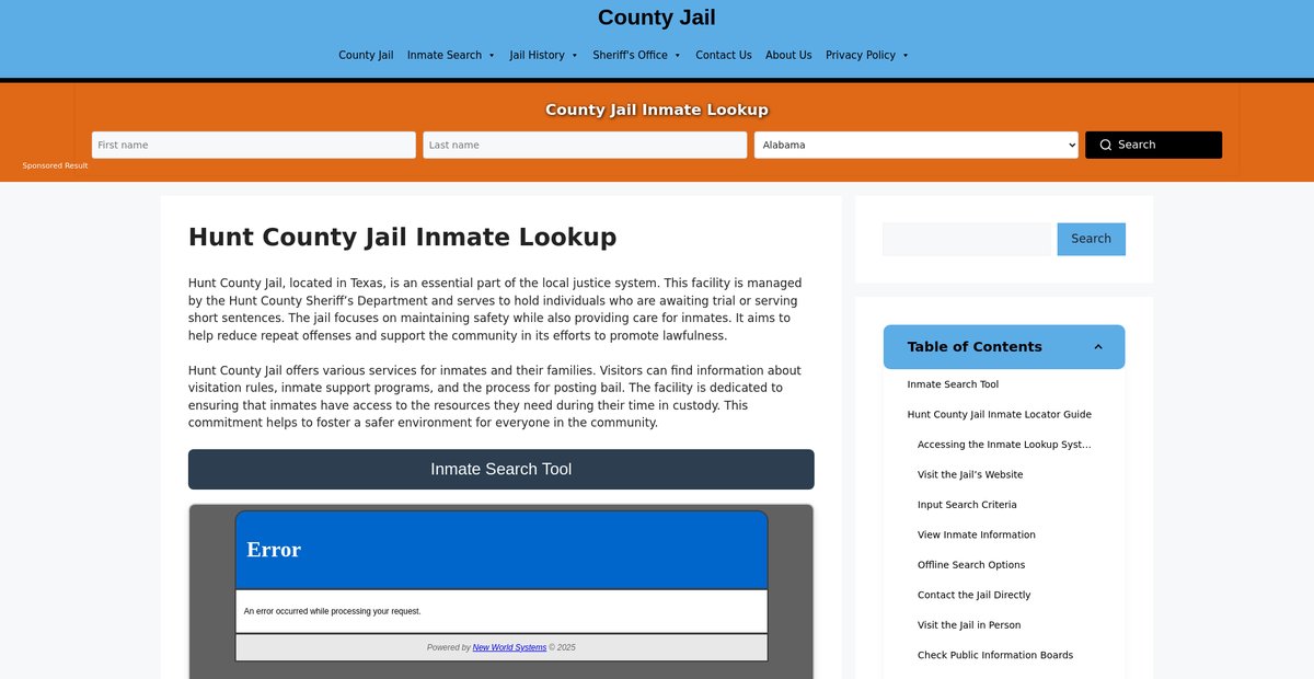 Preview of hunt-county.countyjail.org