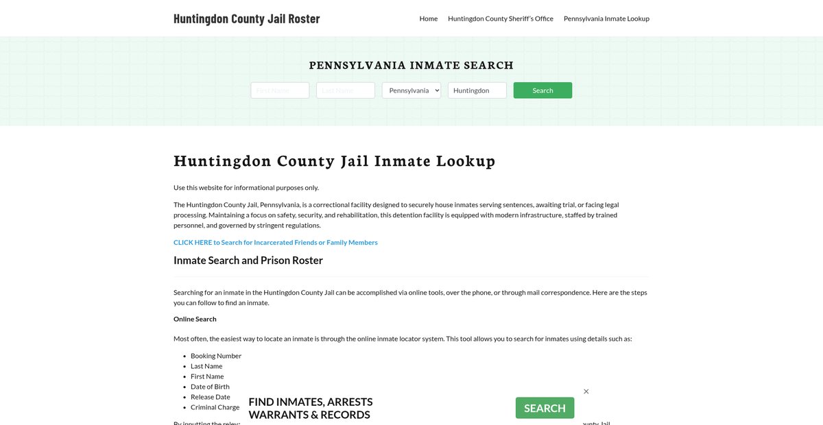 Preview of huntingdoncountyjail.org