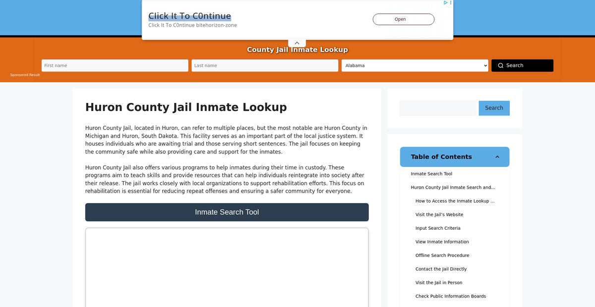 Preview of huron.countyjail.org
