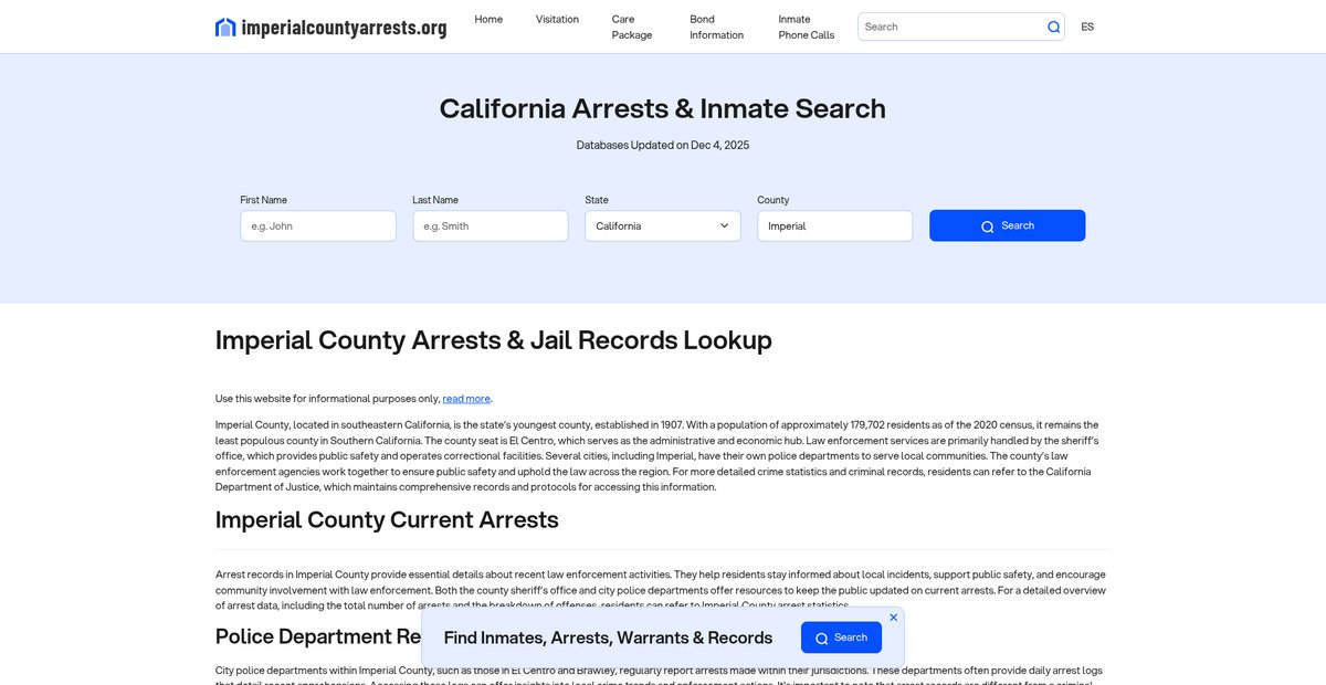 Preview of imperialcountyarrests.org