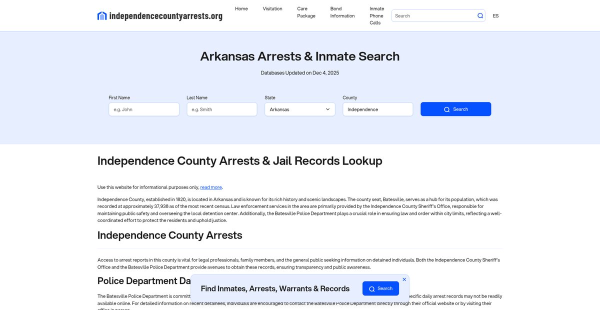 Preview of independencecountyarrests.org