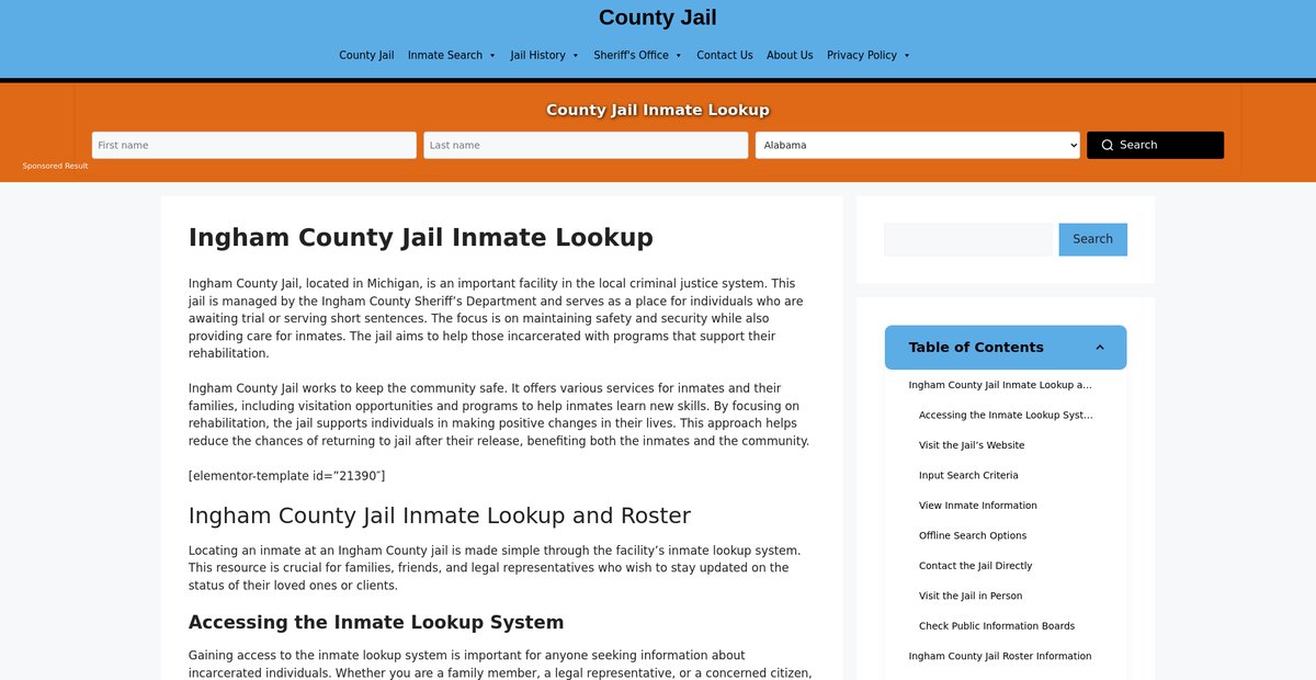 Preview of ingham.countyjail.org