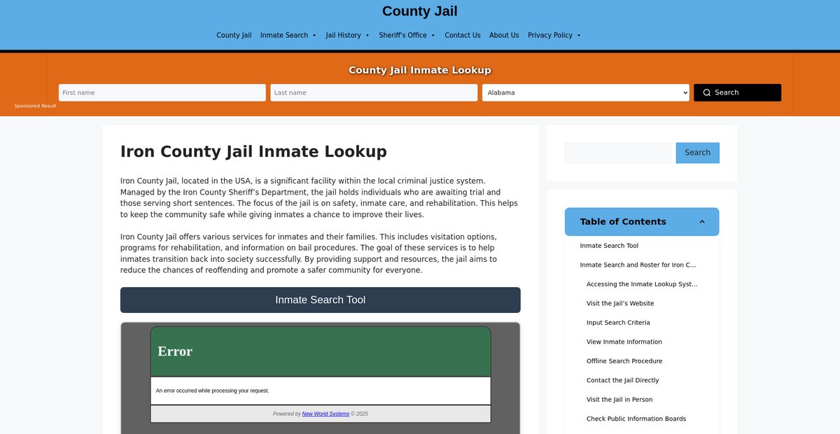 Preview of iron.countyjail.org