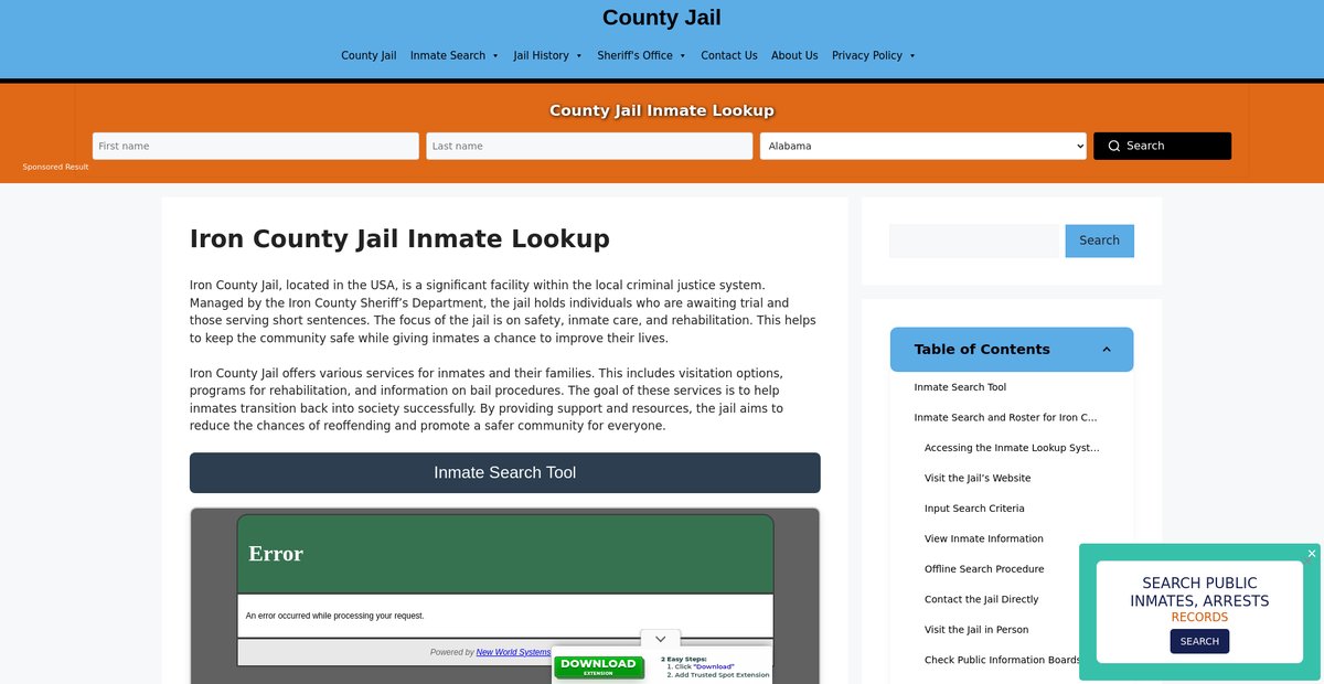 Preview of iron.countyjail.org