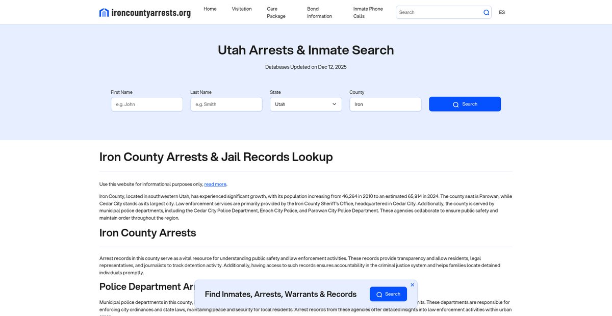 Preview of ironcountyarrests.org