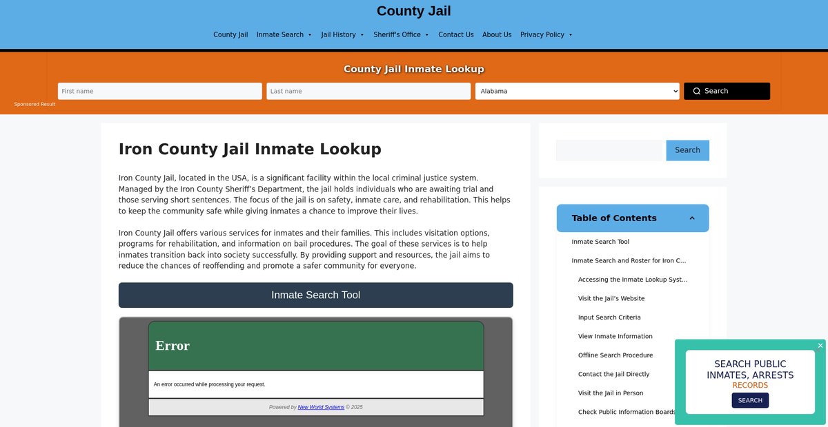 Preview of iron.countyjail.org