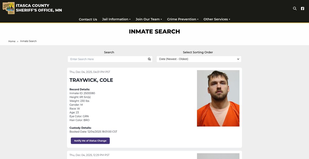 Preview of sheriff.itascacountymn.gov