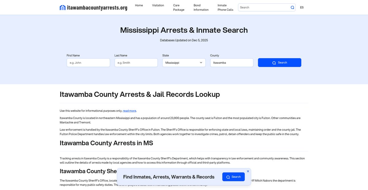 Preview of itawambacountyarrests.org