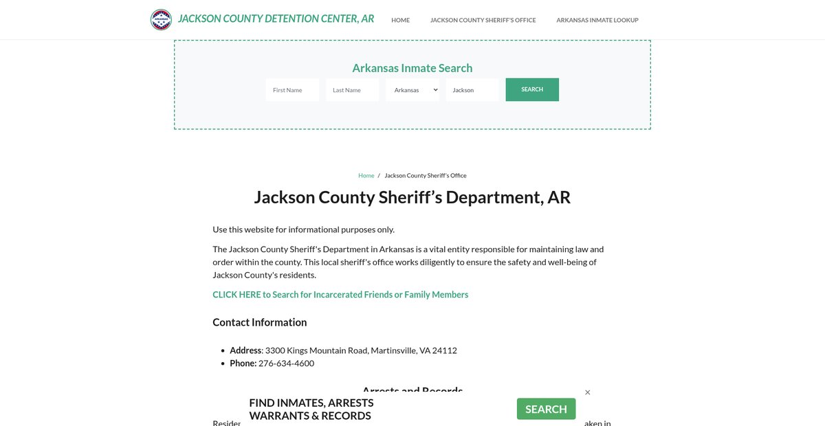 Preview of jacksoncountydetentionar.org