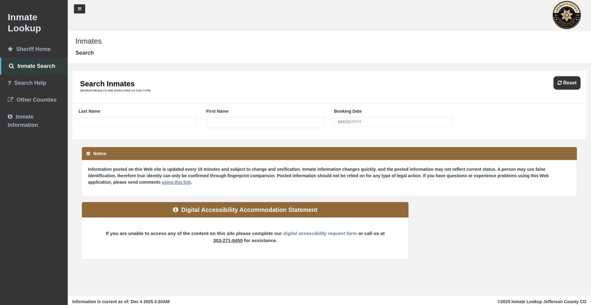 Preview of inmatelookup.jeffco.us