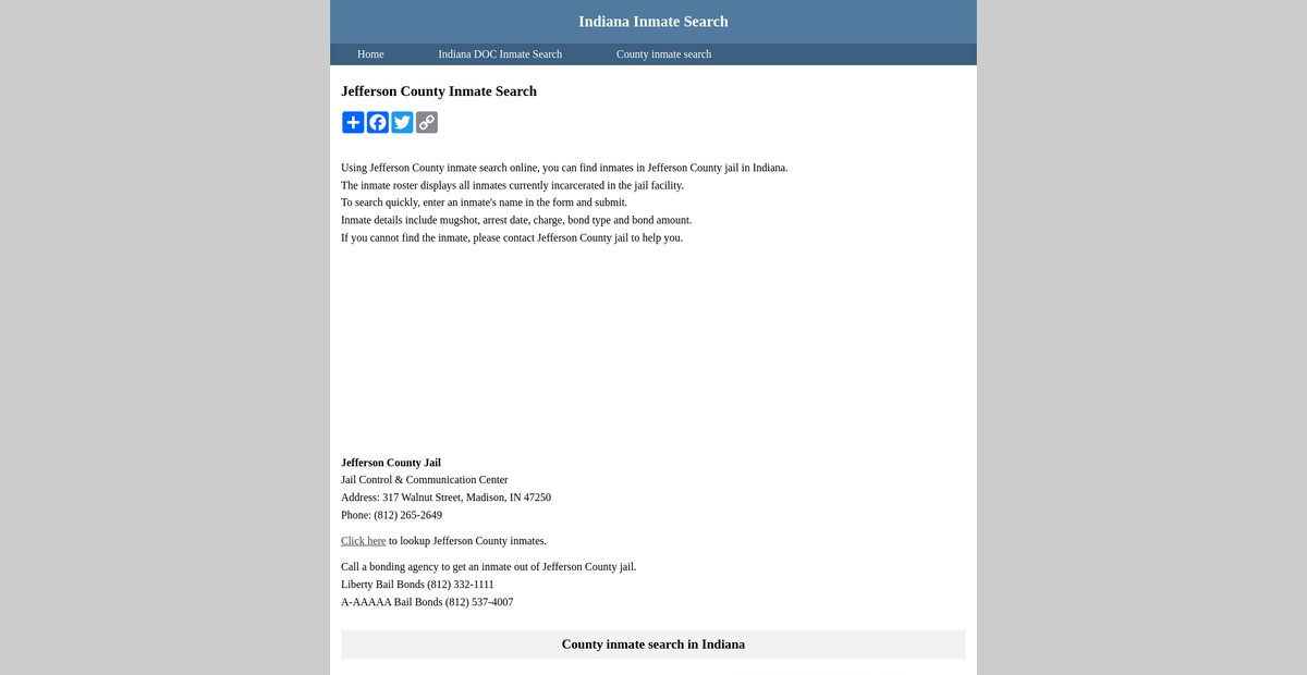 Preview of inmatesearchindiana.org