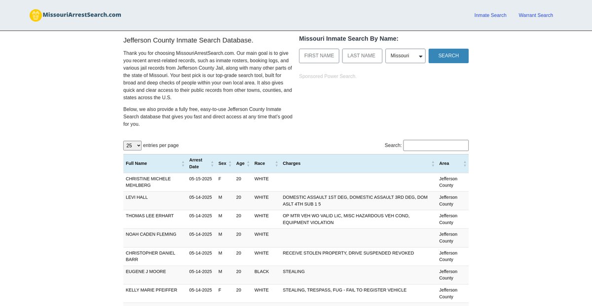 Preview of missouriarrestsearch.com