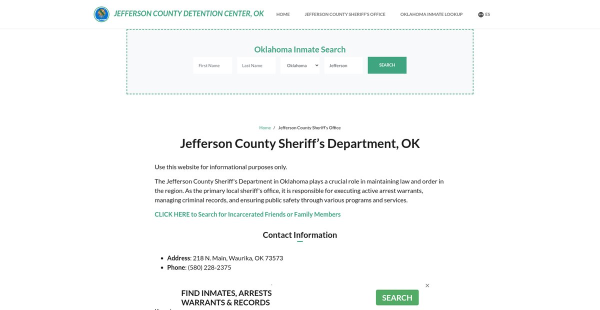 Preview of jeffersoncountydetentionok.org