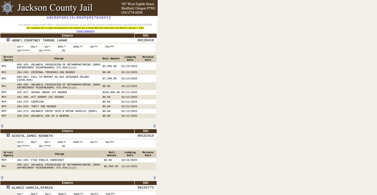 Preview of inmate.jacksoncountyor.gov