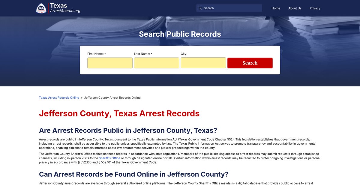 Preview of texasarrestsearch.org