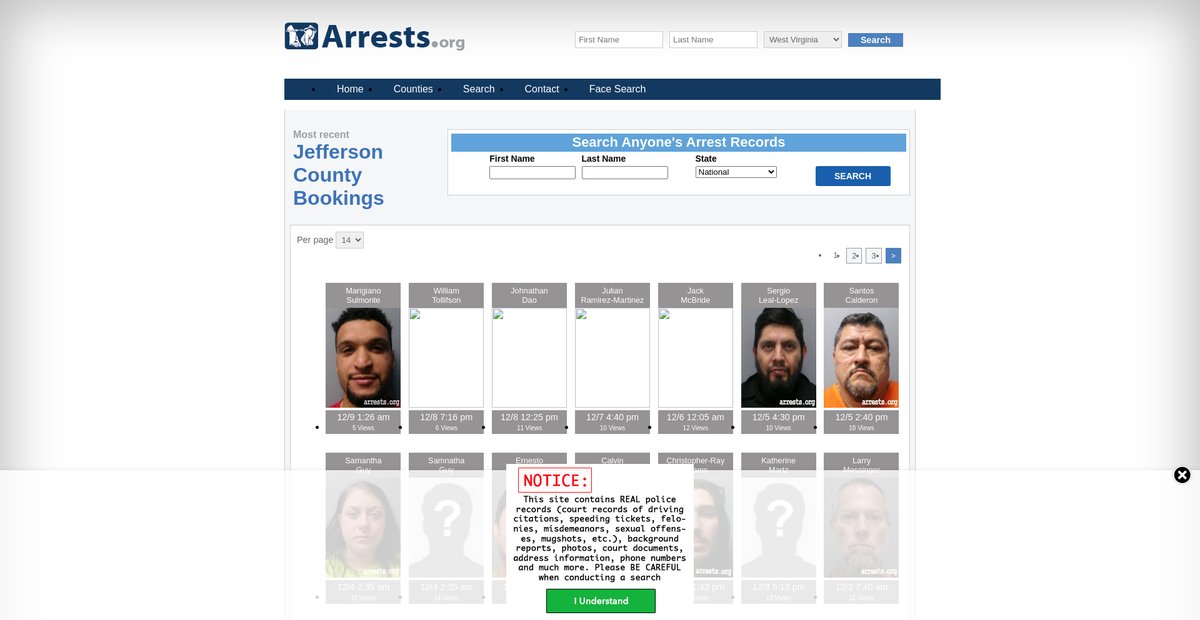 Preview of westvirginia.arrests.org