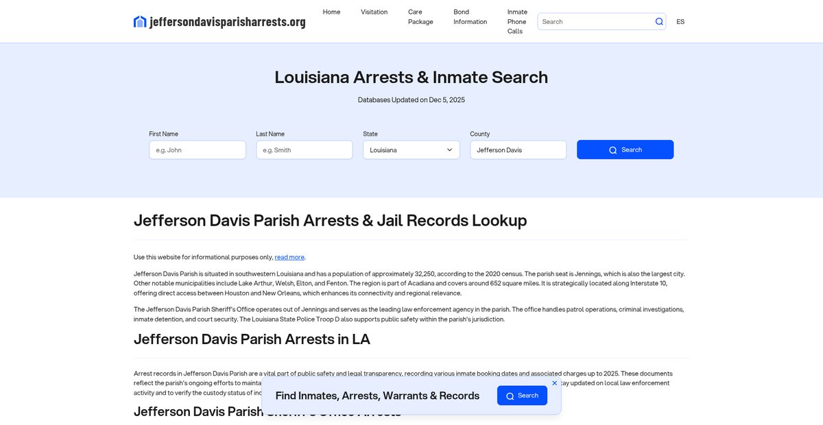 Preview of jeffersondavisparisharrests.org