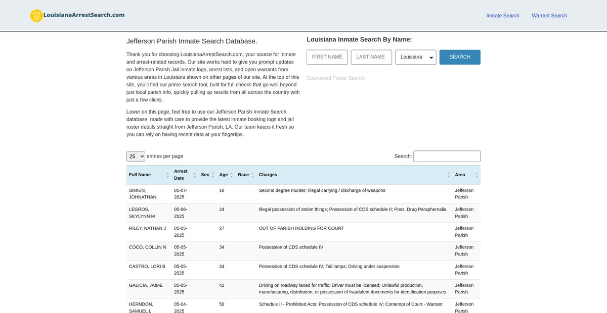 Preview of louisianaarrestsearch.com