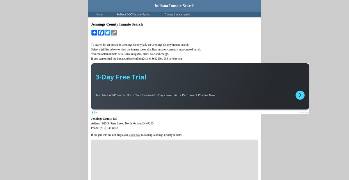 Preview of inmatesearchindiana.org