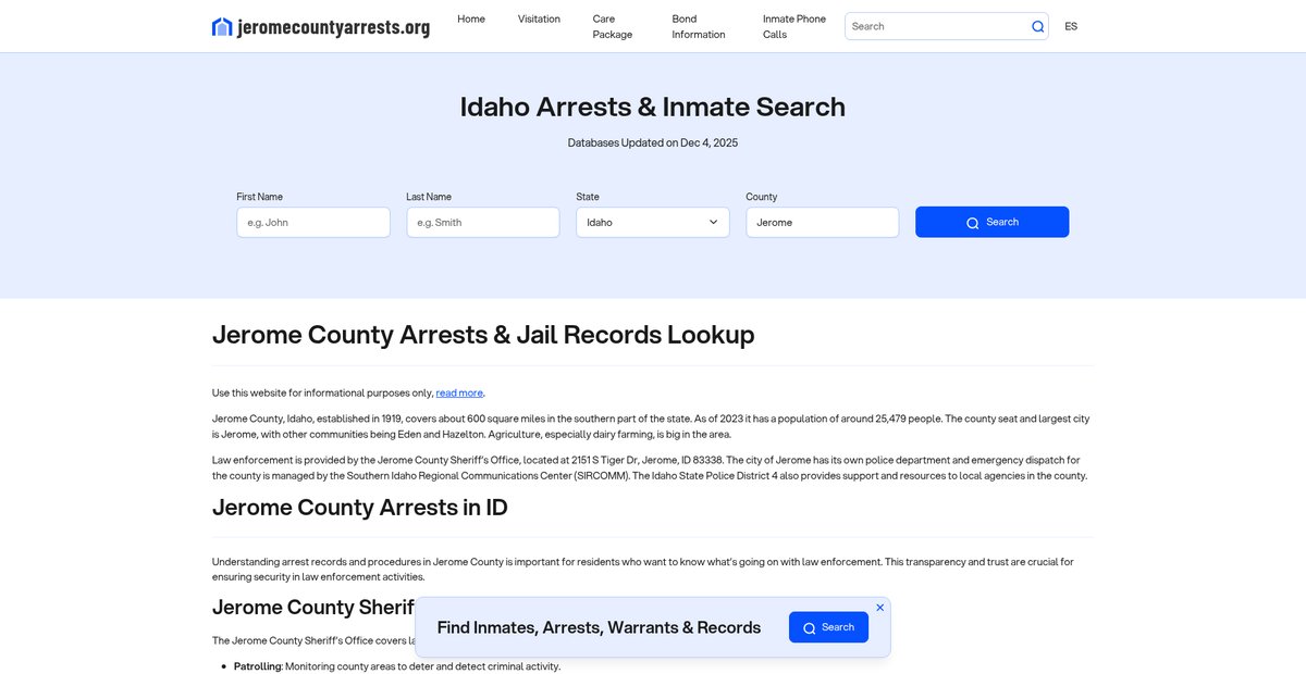 Preview of jeromecountyarrests.org