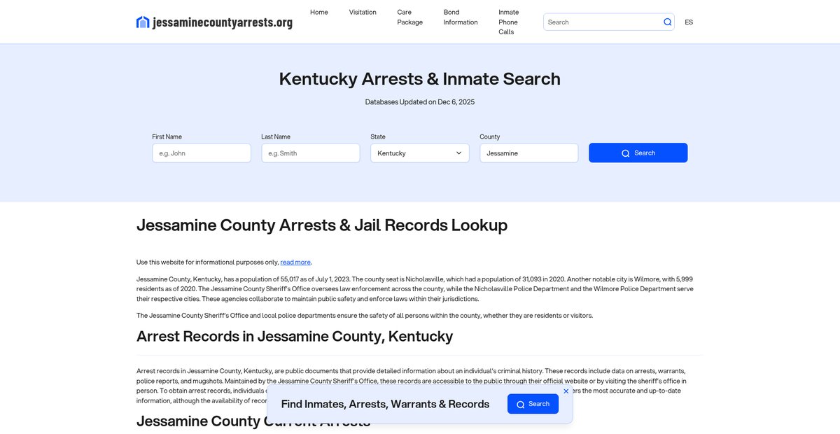Preview of jessaminecountyarrests.org