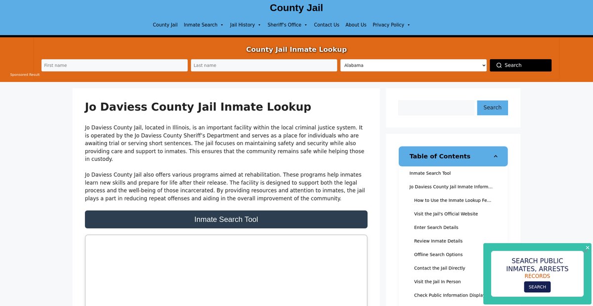 Preview of jo-daviess.countyjail.org