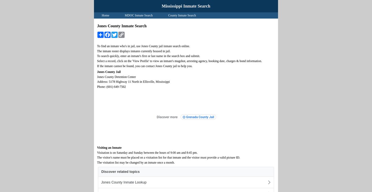 Preview of inmatesearchmississippi.org