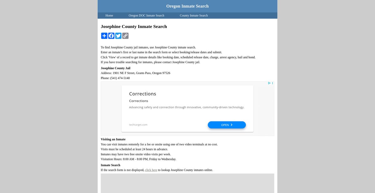 Preview of inmatesearchoregon.org