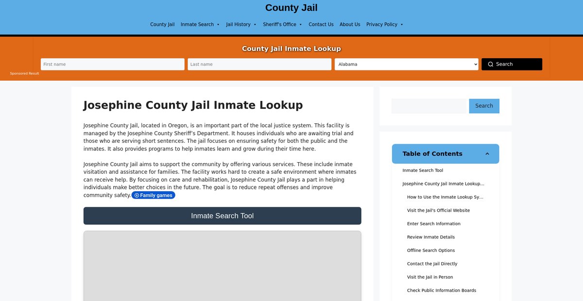 Preview of josephine.countyjail.org