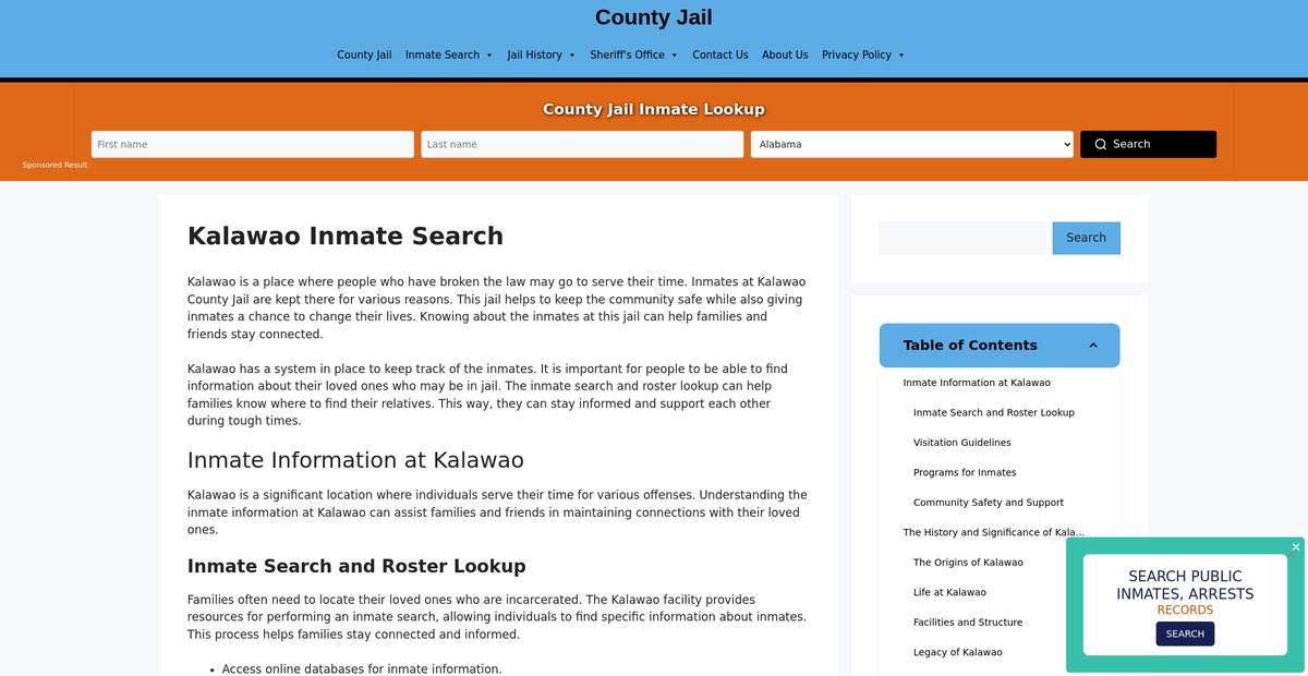 Preview of kalawao-inmate-search.countyjail.org