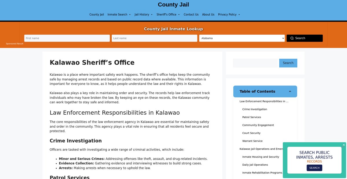 Preview of kalawao-sheriff-arrest-warrants.countyjail.org