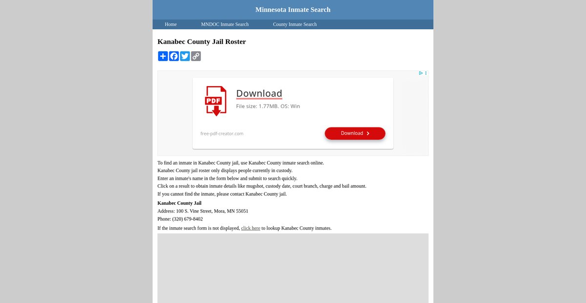 Preview of inmatesearchminnesota.org
