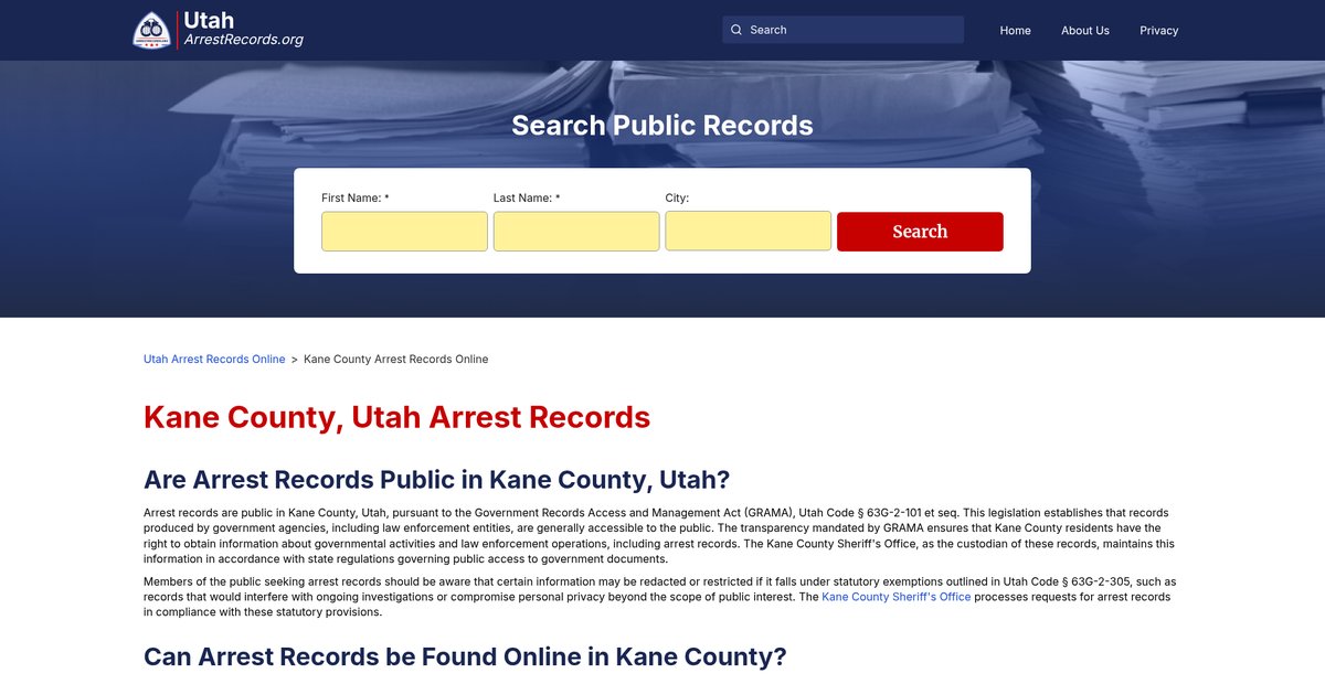 Preview of utaharrestrecords.org