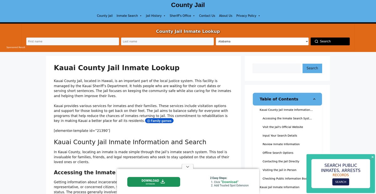 Preview of kauai.countyjail.org
