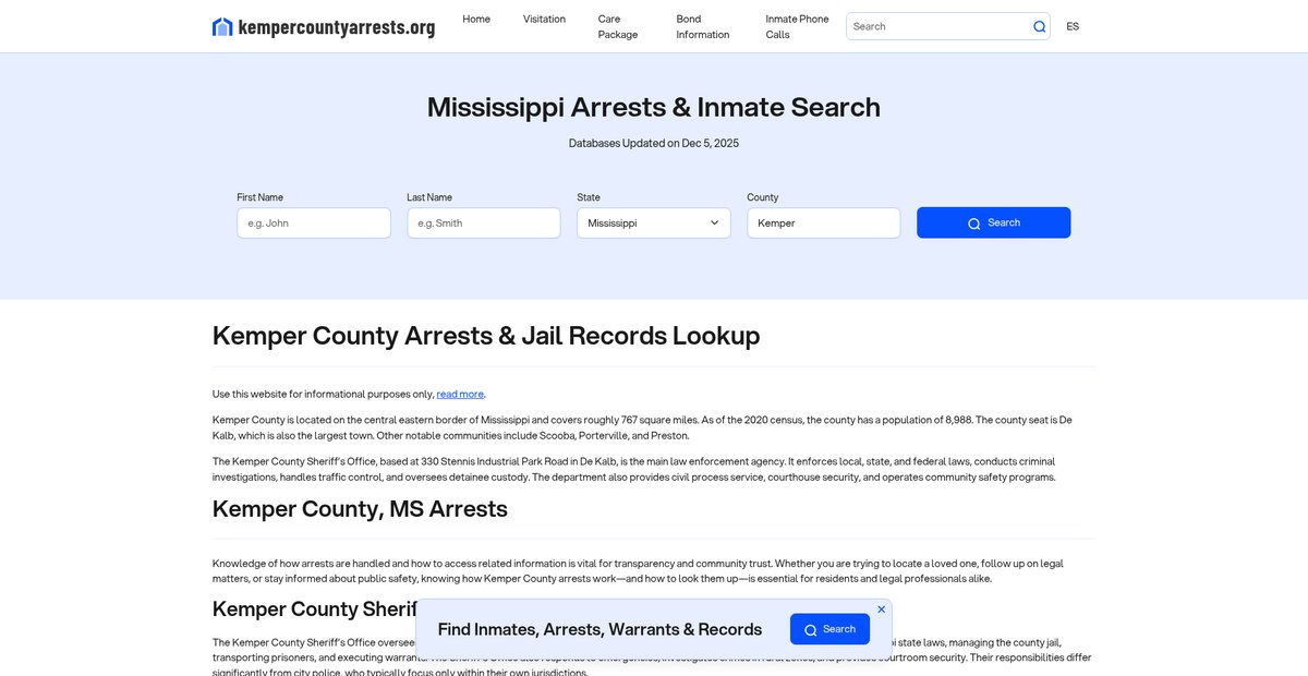 Preview of kempercountyarrests.org