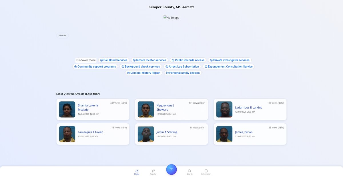 Preview of kempercountyms.publicjailrecords.com