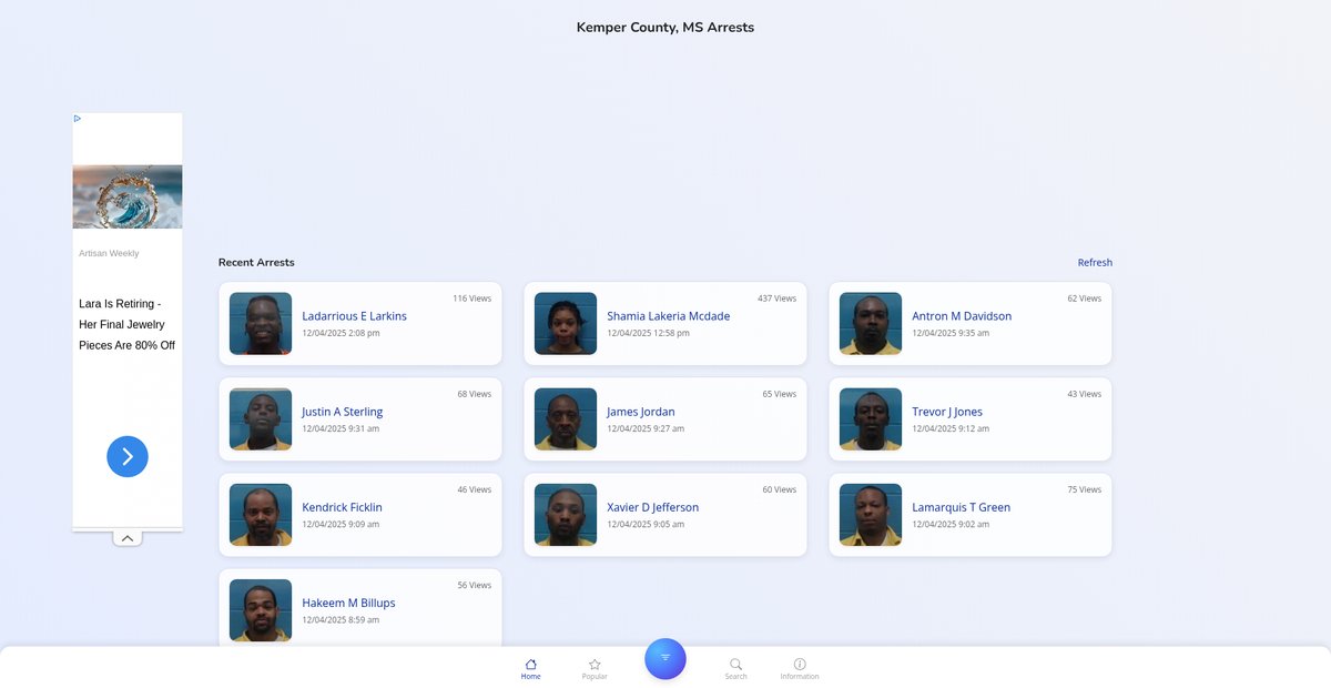 Preview of kempercountyms.publicjailrecords.com