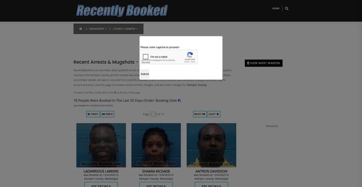 Preview of recentlybooked.com