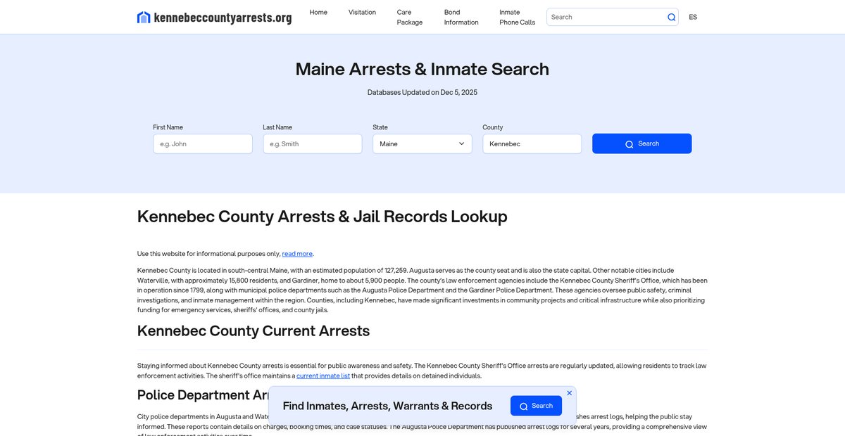Preview of kennebeccountyarrests.org