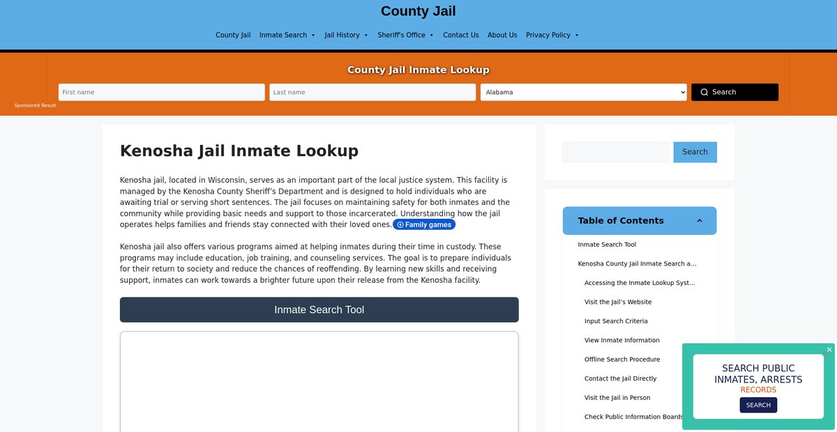Preview of kenosha.countyjail.org