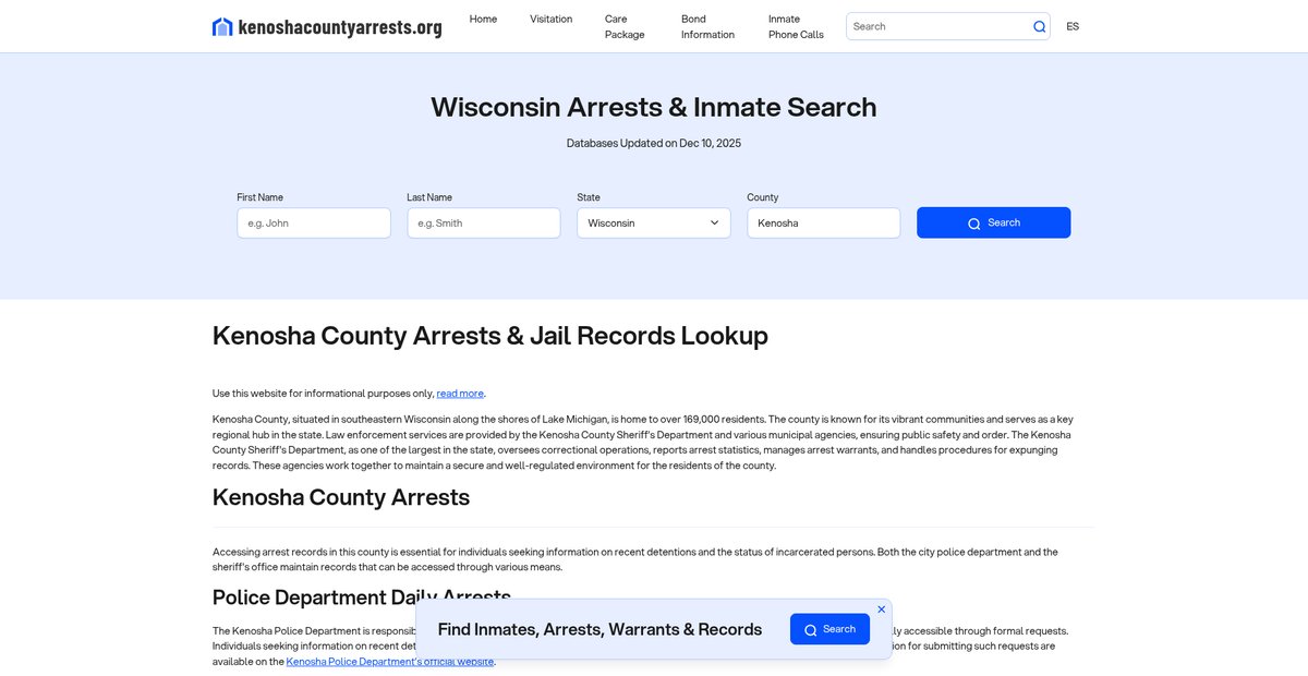 Preview of kenoshacountyarrests.org