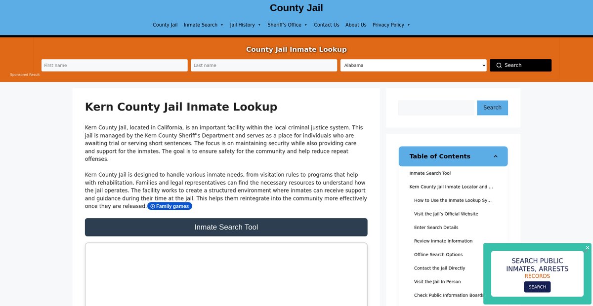 Preview of kern.countyjail.org