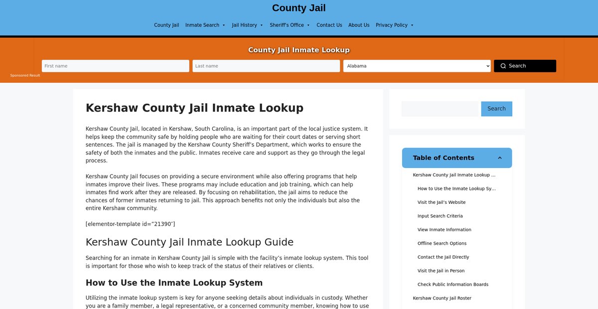 Preview of kershaw.countyjail.org