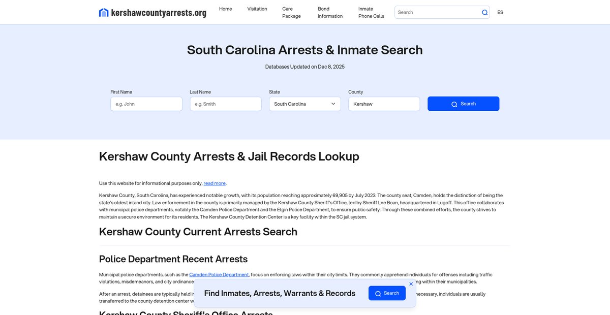 Preview of kershawcountyarrests.org