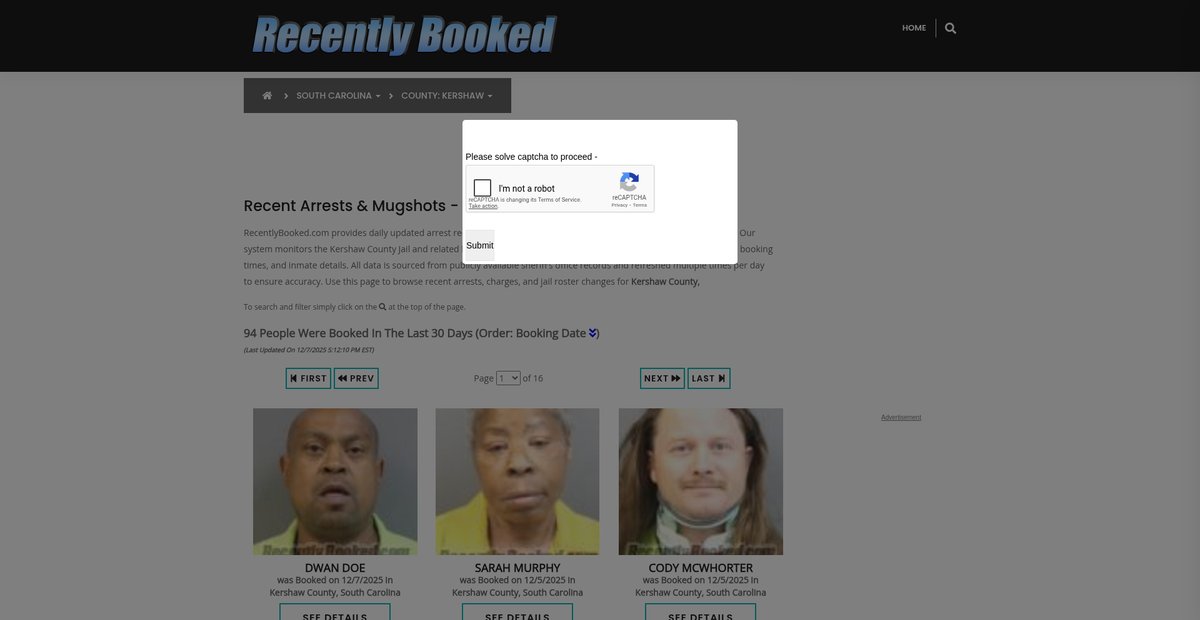 Preview of recentlybooked.com