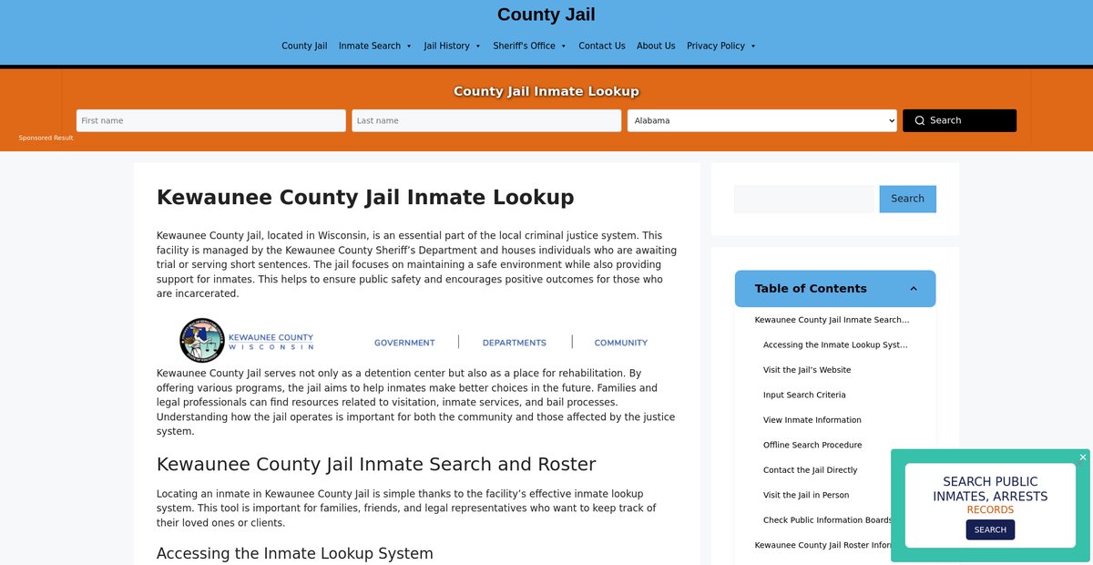 Preview of kewaunee.countyjail.org