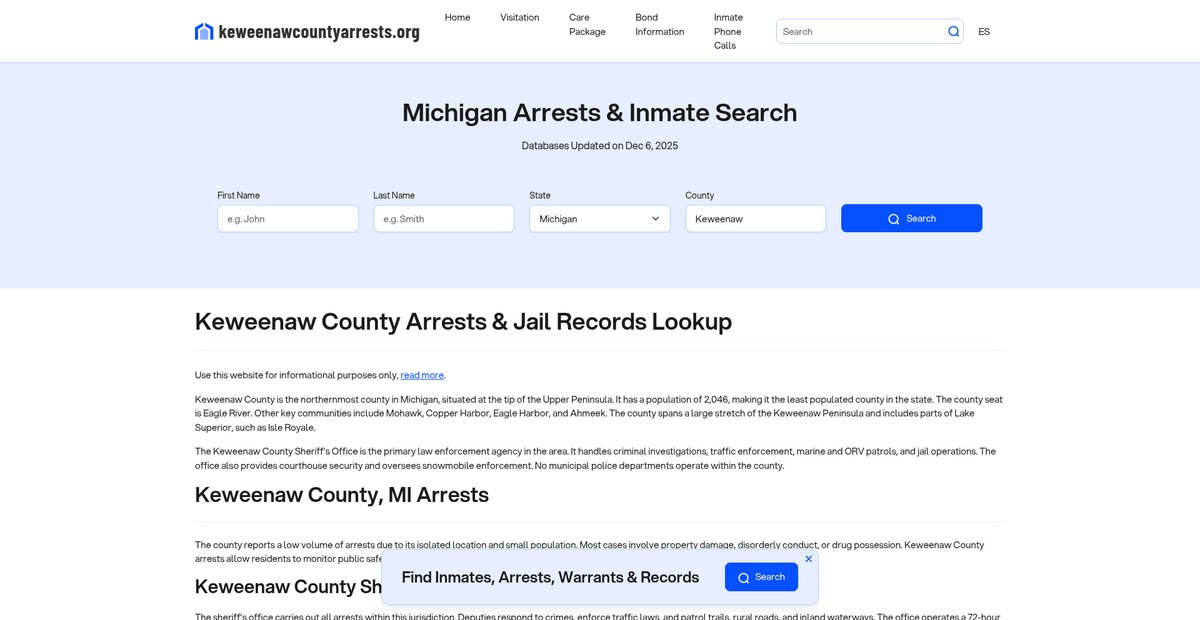 Preview of keweenawcountyarrests.org
